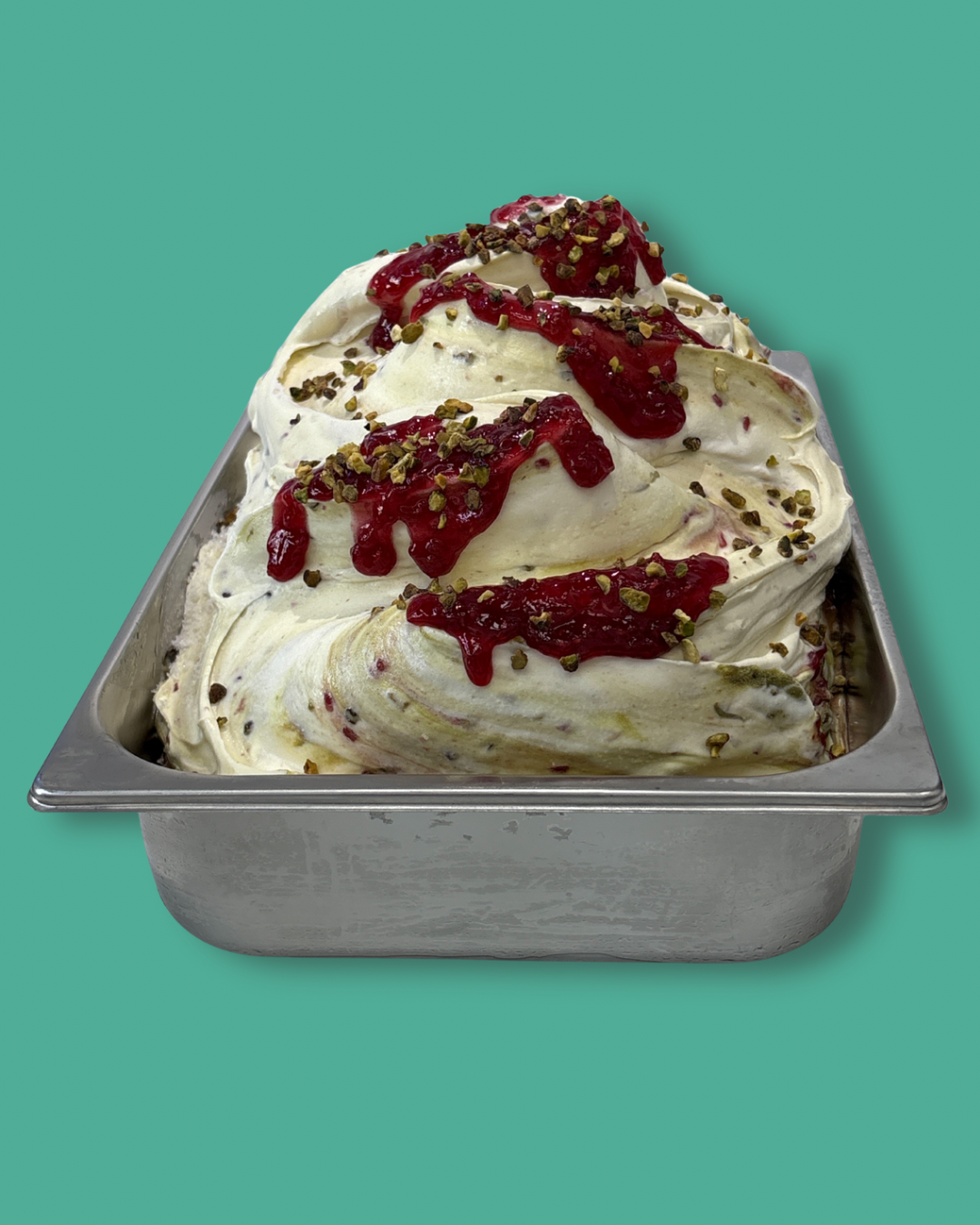 Raspberry and Pistachio pavlova